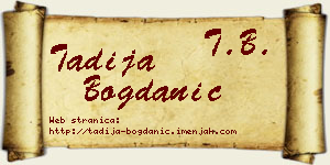 Tadija Bogdanić vizit kartica
